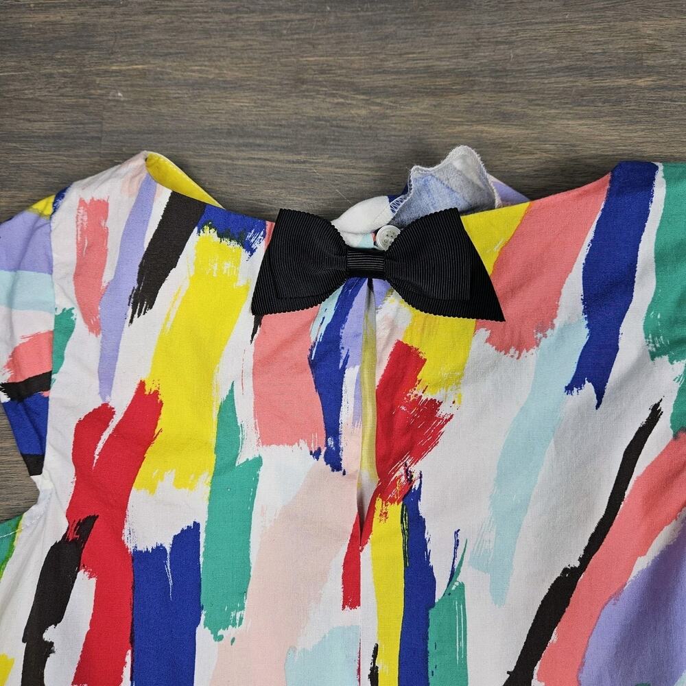 Kate Spade Girls M Abstract Paintbrush Peplum Top Colorful Art Bow Whimsical - Picture 3 of 7